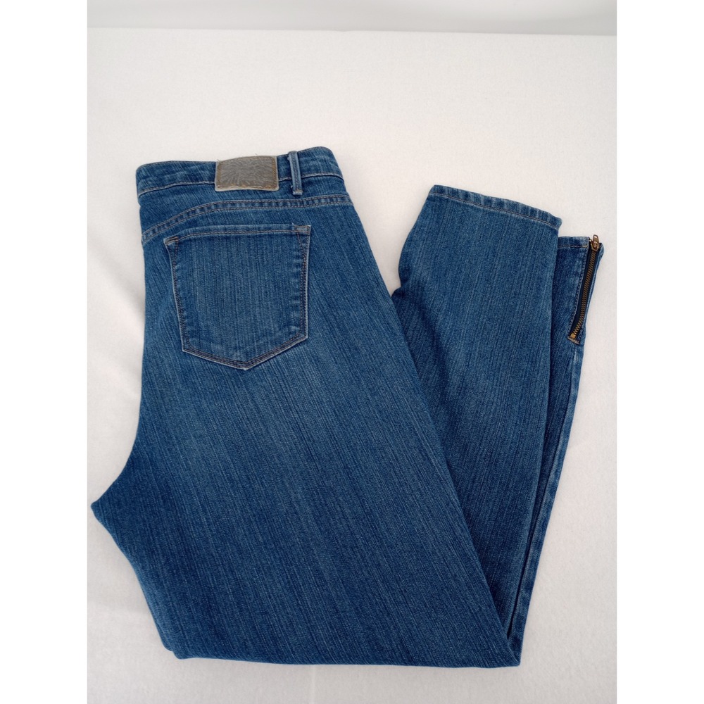 Anne Klein Jeans Skinny Women 14 Blue Ankle Zip Stretch Denim